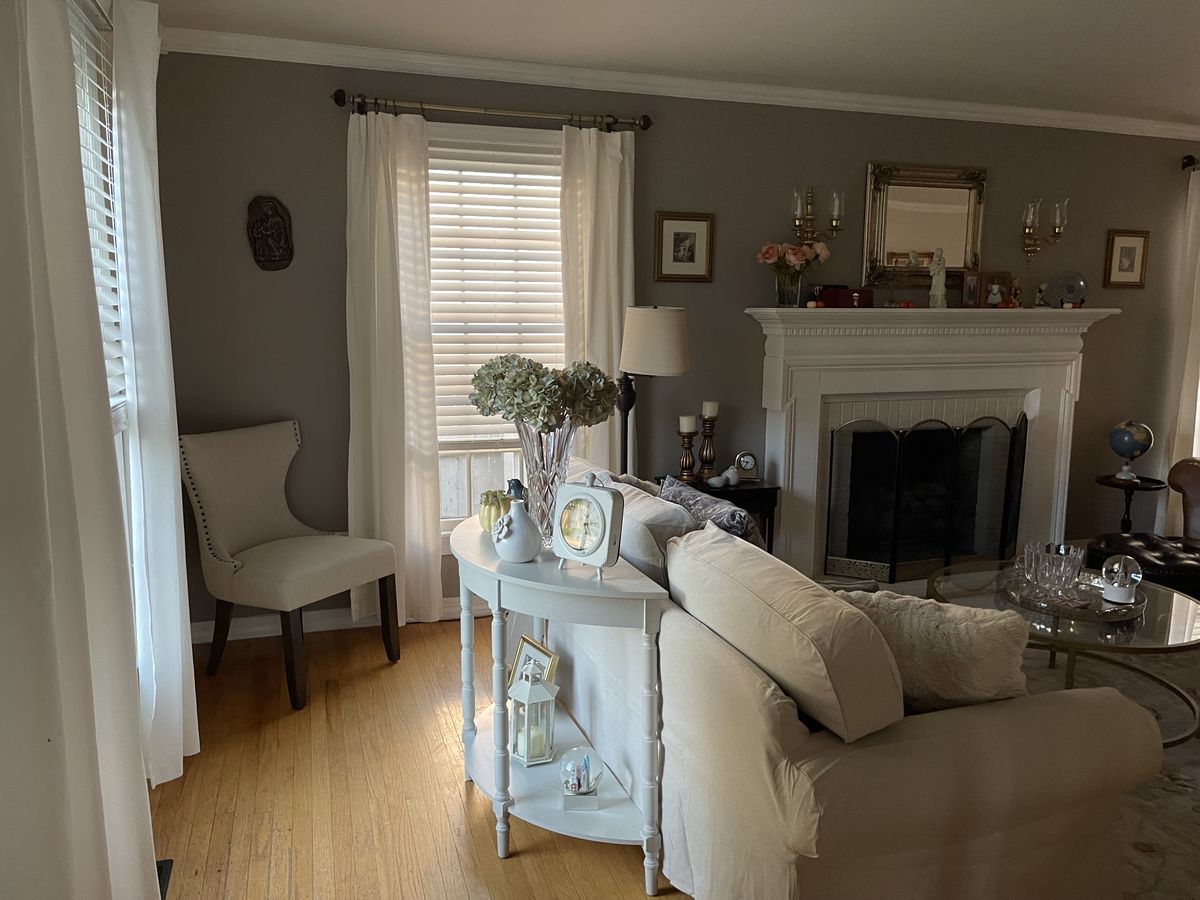 A wreath decorated home entry door.